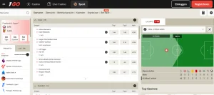Tennismärkte in der Sportwettenansicht mit Spielpaarungen und Wettquoten